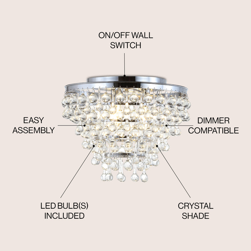 Toronto 16" Metal/Crystal LED Flush Mount - JONATHAN Y