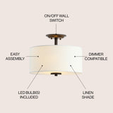 Marc 15" Metal LED Semi-Flush Mount - JONATHAN Y