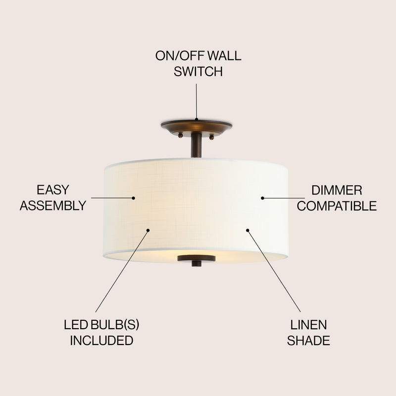 Marc 15" Metal LED Semi-Flush Mount - JONATHAN Y