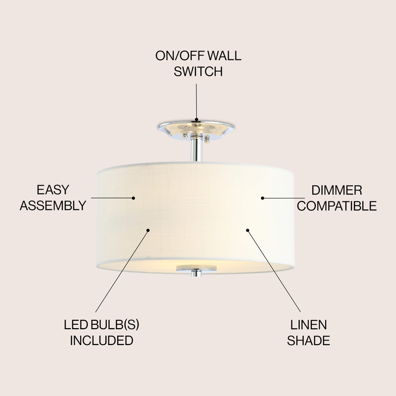 Marc 15" Metal LED Semi-Flush Mount - JONATHAN Y