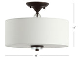 Marc 15" Metal/Crystal LED Semi Flush Mount - JONATHAN Y