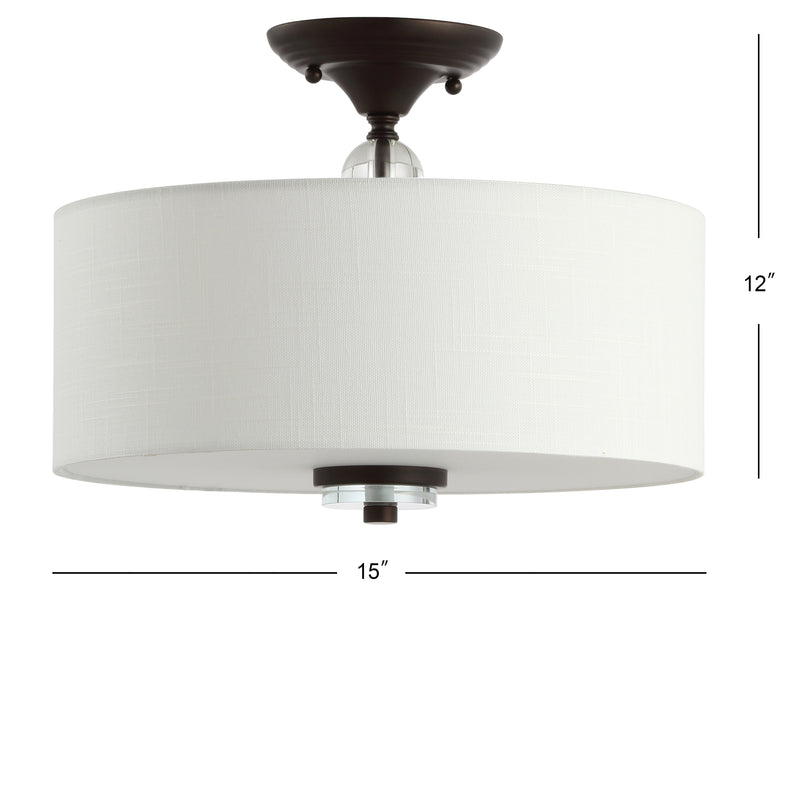 Marc 15" Metal/Crystal LED Semi Flush Mount - JONATHAN Y