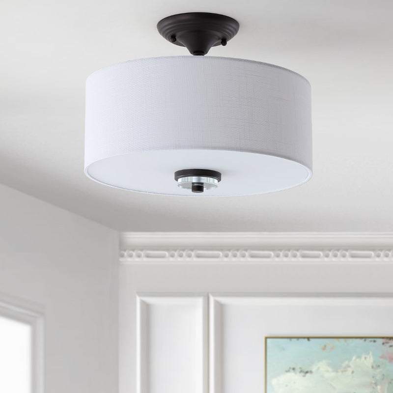 Marc 15" Metal/Crystal LED Semi Flush Mount - JONATHAN Y