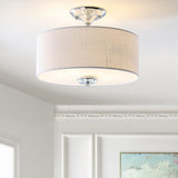 Marc 15" Metal/Crystal LED Semi Flush Mount - JONATHAN Y