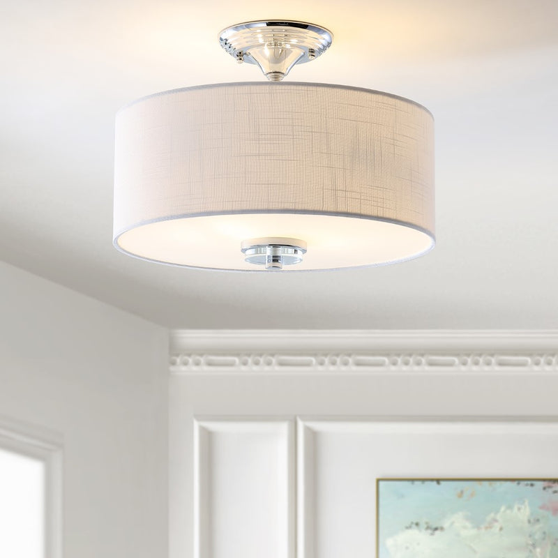Marc 15" Metal/Crystal LED Semi Flush Mount - JONATHAN Y