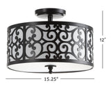 Katherine 15" Metal LED Semi Flush Mount - JONATHAN Y