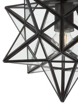 Stella 12" Moravian Star Metal/Clear Glass LED Flush Mount - JONATHAN Y