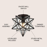 Stella 12" Moravian Star Metal/Clear Glass LED Flush Mount