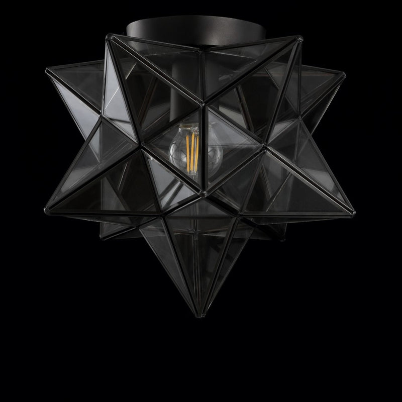 Stella 12" Moravian Star Metal/Clear Glass LED Flush Mount - JONATHAN Y