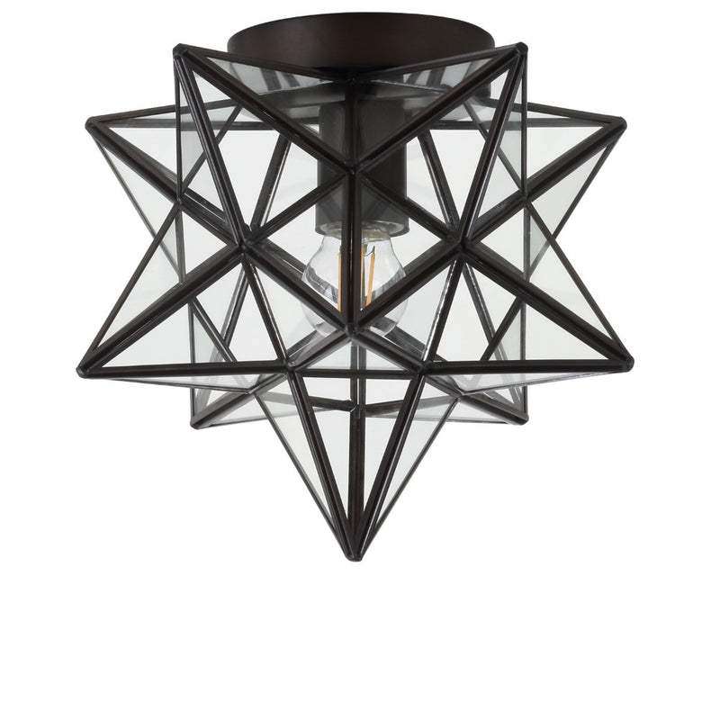 Stella 12" Moravian Star Metal/Clear Glass LED Flush Mount - JONATHAN Y