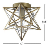 Stella 12" Moravian Star Metal/Clear Glass LED Flush Mount - JONATHAN Y