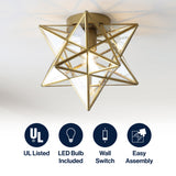 Stella 12" Moravian Star Metal/Clear Glass LED Flush Mount