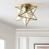 Stella 12" Moravian Star Metal/Clear Glass LED Flush Mount - JONATHAN Y