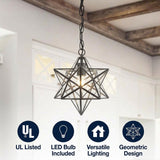 Stellaa 12" Moravian Star Metal/Clear Glass LED Pendant Oil Rubbed Bronze/Clear – ICONS