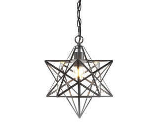 Stellaa 12" Moravian Star Metal/Clear Glass LED Pendant - JONATHAN Y
