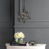 Stellaa 12" Moravian Star Metal/Clear Glass LED Pendant - JONATHAN Y