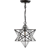 Stellaa 12" Moravian Star Metal/Clear Glass LED Pendant - JONATHAN Y