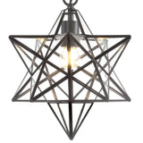 Stellaa 12" Moravian Star Metal/Clear Glass LED Pendant - JONATHAN Y