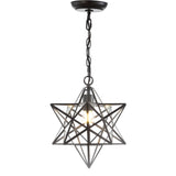 Stellaa 12" Moravian Star Metal/Clear Glass LED Pendant - JONATHAN Y