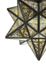 Stella 12" Moravian Star Metal/Clear Glass LED Flush Mount - JONATHAN Y