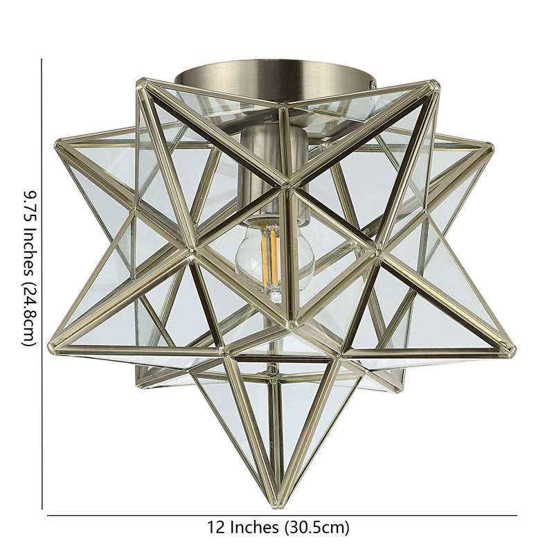 Stella 12" Moravian Star Metal/Clear Glass LED Flush Mount