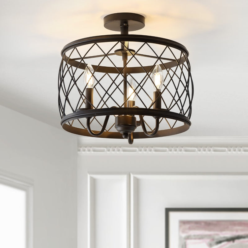 Eleanor 15" Metal LED Semi Flush Mount Ceiling Light - JONATHAN Y