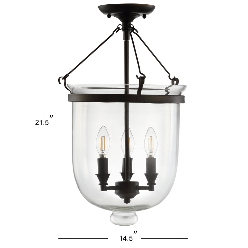 Charlotte 14.5" Metal/Glass LED Semi Flush Mount - JONATHAN Y