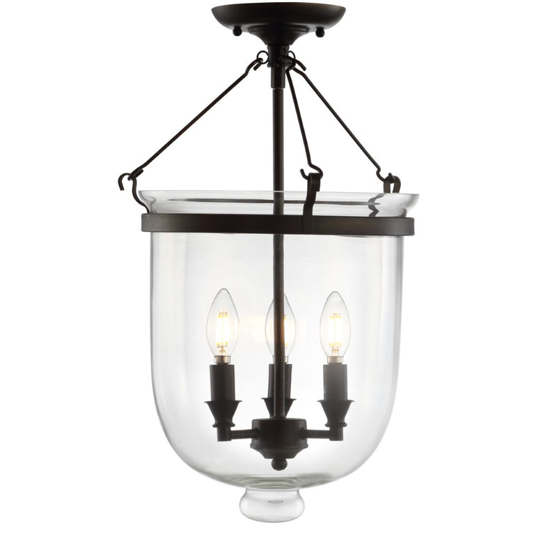 Charlotte 14.5" Metal/Glass LED Semi Flush Mount - JONATHAN Y
