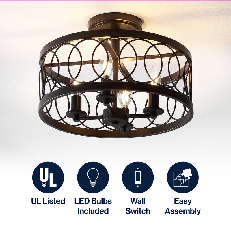 Sylvain 15.5" Metal LED Semi Flush Mount