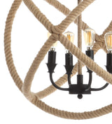Soka 20" Adjustable Globe Metal/Rope LED Pendant - JONATHAN Y