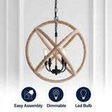 Soka 20" Adjustable Globe Metal/Rope LED Pendant Black/Brown / 4 Sockets – ICONS
