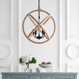 Soka 20" Adjustable Globe Metal/Rope LED Pendant - JONATHAN Y