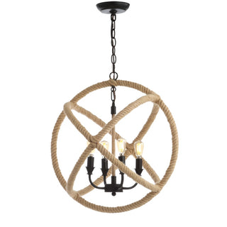 Soka 20" Adjustable Globe Metal/Rope LED Pendant - JONATHAN Y