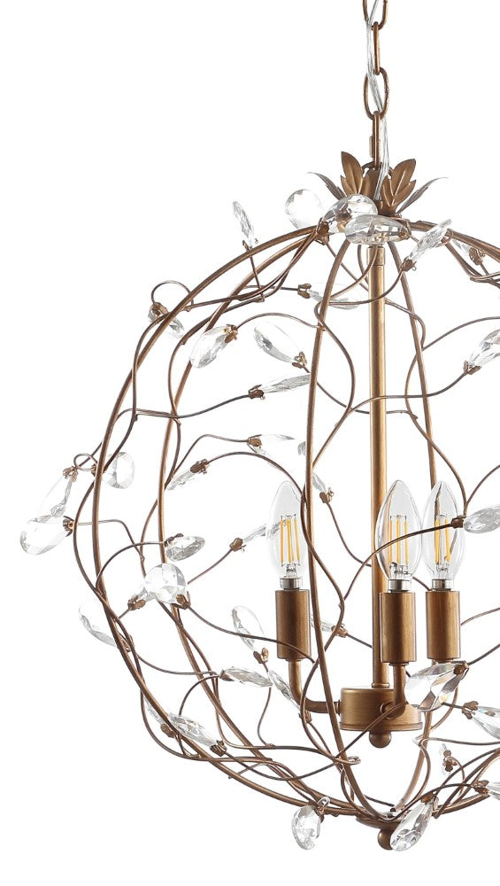 Isabelle 20" Adjustable Metal/Glass LED Pendant - JONATHAN Y