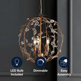 Isabelle 20" Adjustable Metal/Glass LED Pendant Antique Gold – ICONS