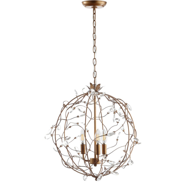 Isabelle 20" Adjustable Metal/Glass LED Pendant - JONATHAN Y