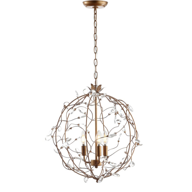 Isabelle 20" Adjustable Metal/Glass LED Pendant - JONATHAN Y