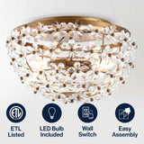 Isabelle 15.5" Metal/Acrylic LED Flush Mount Antique Gold/Clear – ICONS