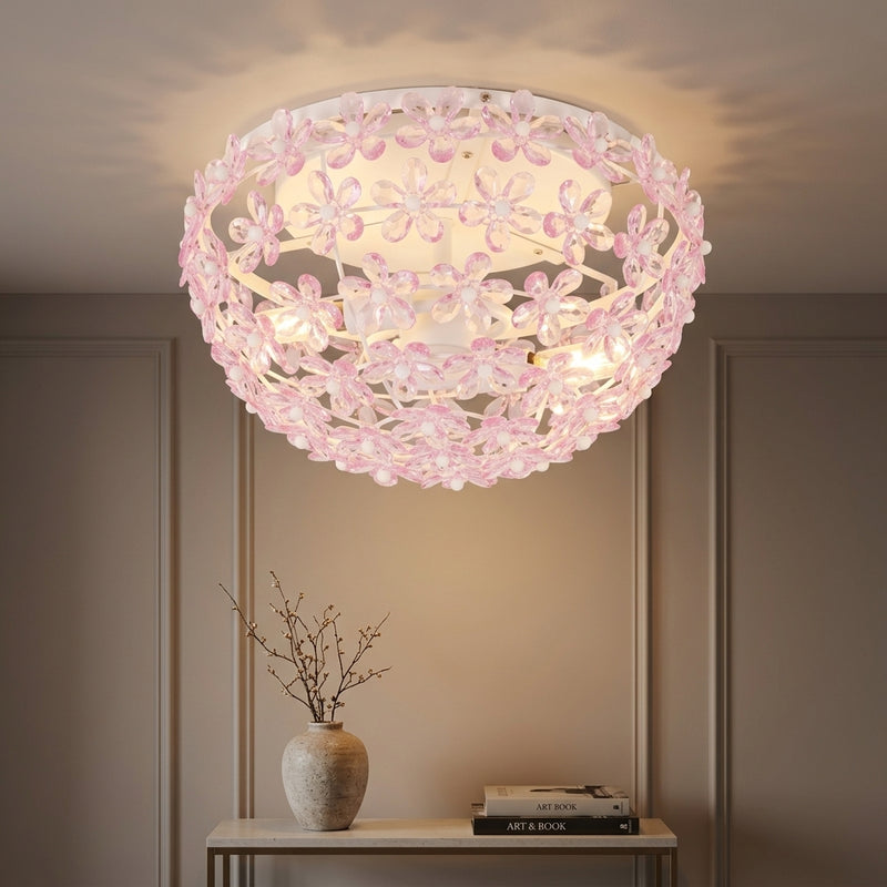 Isabelle 15.5" Metal/Acrylic LED Flush Mount White/Pink – AI-ON