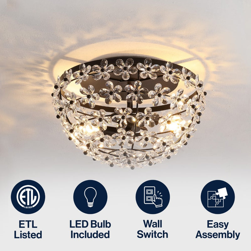 Isabelle 15.5" Metal/Acrylic LED Flush Mount