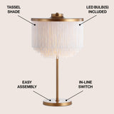 Coco 27.5" Fringed/Metal LED Table Lamp - JONATHAN Y