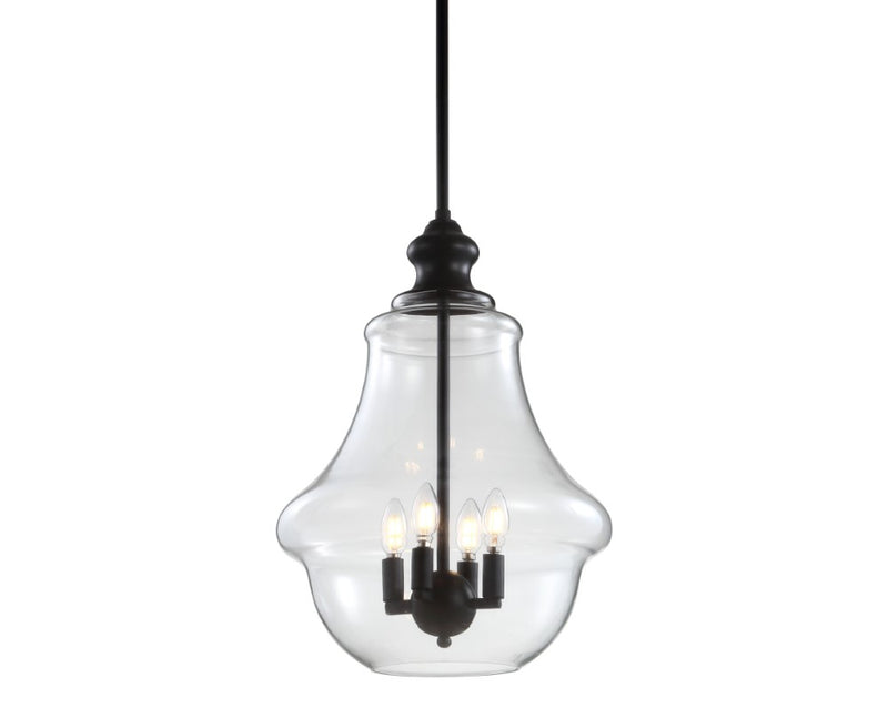 Adam Adjustable Metal/Glass LED Pendant - JONATHAN Y
