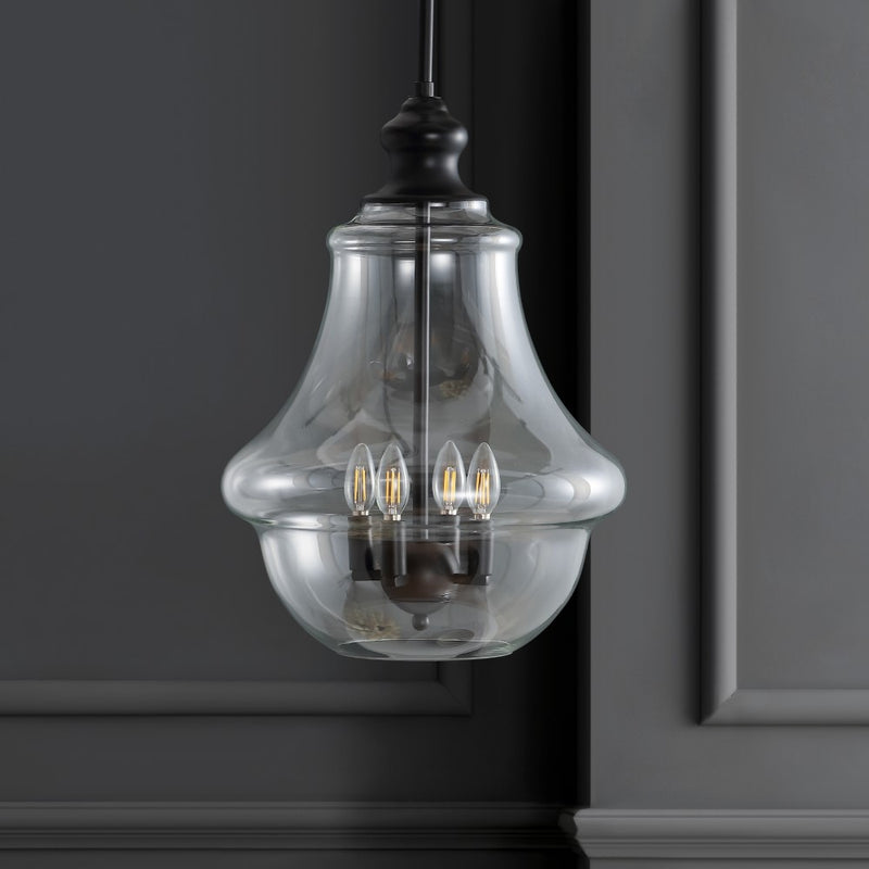 Adam Adjustable Metal/Glass LED Pendant - JONATHAN Y