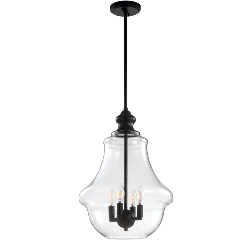 Adam Adjustable Metal/Glass LED Pendant - JONATHAN Y