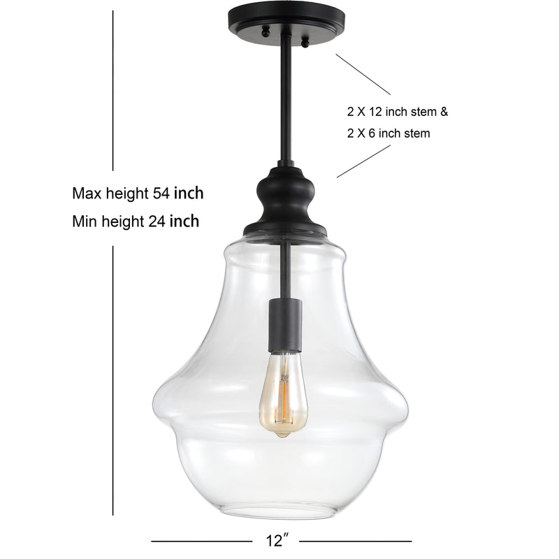 Adam Adjustable Metal/Glass LED Pendant - JONATHAN Y