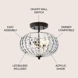Catalina 11.7" Metal /Acrylic LED Semi Flush Mount - JONATHAN Y