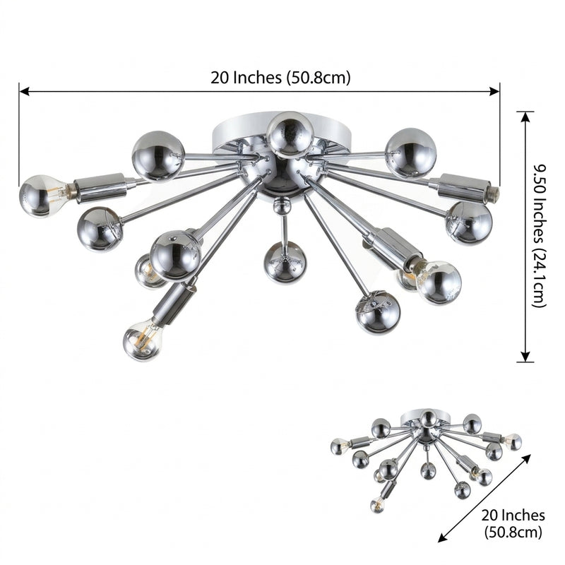Copernicus 20" Metal LED Flush Mount Chrome / 7 Sockets – DIM