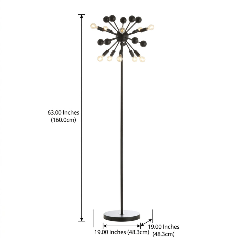 Orbit 63" Modern Sputnik Metal LED Floor Lamp Black / 1 Socket – DIM