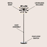 Orbit 63" Modern Sputnik Metal LED Floor Lamp - JONATHAN Y