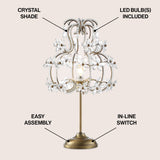 Clara 20.5" Crystal Flower Beaded Girandole Metal/Acrylic LED Table Lamp - JONATHAN Y